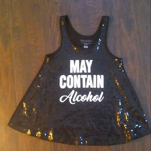 Sequin party drinking tank top sz S/M